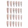 image:imageBABALAL Press On Nails Long Stiletto Fake Nails Black Glossy with 3D Rhinestone Crystal Design Gothic Punk Glue On Nails for Women and Girls 24PcsNq204shiny