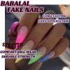 image:imageBABALAL Press On Nails Long Stiletto Fake Nails Black Glossy with 3D Rhinestone Crystal Design Gothic Punk Glue On Nails for Women and Girls 24PcsNq204rainbow