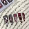 image:imageBABALAL Press On Nails Long Stiletto Fake Nails Black Glossy with 3D Rhinestone Crystal Design Gothic Punk Glue On Nails for Women and Girls 24PcsNq202heart