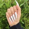 image:imageBABALAL Press On Nails Long Stiletto Fake Nails Black Glossy with 3D Rhinestone Crystal Design Gothic Punk Glue On Nails for Women and Girls 24PcsNq207white