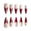 image:imageBABALAL Press On Nails Long Stiletto Fake Nails Black Glossy with 3D Rhinestone Crystal Design Gothic Punk Glue On Nails for Women and Girls 24PcsNq209heart