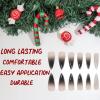 image:imageBABALAL Press On Nails Long Stiletto Fake Nails Black Glossy with 3D Rhinestone Crystal Design Gothic Punk Glue On Nails for Women and Girls 24PcsNq208black