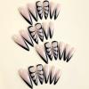image:imageBABALAL Press On Nails Long Stiletto Fake Nails Black Glossy with 3D Rhinestone Crystal Design Gothic Punk Glue On Nails for Women and Girls 24PcsNq209black