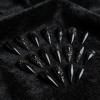 image:imageBABALAL Press On Nails Long Stiletto Fake Nails Black Glossy with 3D Rhinestone Crystal Design Gothic Punk Glue On Nails for Women and Girls 24PcsNq20201