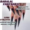 image:imageBABALAL Press On Nails Long Stiletto Fake Nails Black Glossy with 3D Rhinestone Crystal Design Gothic Punk Glue On Nails for Women and Girls 24PcsNq216black