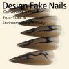 image:imageBABALAL Press On Nails Long Stiletto Fake Nails Black Glossy with 3D Rhinestone Crystal Design Gothic Punk Glue On Nails for Women and Girls 24PcsNq216black