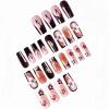 image:imageBABALAL Press On Nails Long Stiletto Fake Nails Black Gothic With Silver Chain amp Pink Bow Y2k Full Cover Glue On Nails For Women And Girls 24Pcs XL Custom ReusableBNV101cherry