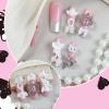 image:imageBABALAL Press On Nails Long Stiletto Fake Nails Black Gothic With Silver Chain amp Pink Bow Y2k Full Cover Glue On Nails For Women And Girls 24Pcs XL Custom ReusableBNV101
