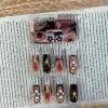 image:imageBABALAL Press On Nails Long Stiletto Fake Nails Black Gothic With Silver Chain amp Pink Bow Y2k Full Cover Glue On Nails For Women And Girls 24Pcs XL Custom ReusableBNV101cherry