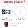image:imageBABALAL Press On Nails Long Stiletto Fake Nails Black Gothic With Silver Chain amp Pink Bow Y2k Full Cover Glue On Nails For Women And Girls 24Pcs XL Custom ReusableBNV10101