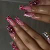 image:imageBABALAL Press On Nails Long Stiletto Fake Nails Black Gothic With Silver Chain amp Pink Bow Y2k Full Cover Glue On Nails For Women And Girls 24Pcs XL Custom ReusableBNV106