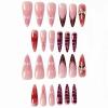 image:imageBABALAL Press On Nails Long Stiletto Fake Nails Black Gothic With Silver Chain amp Pink Bow Y2k Full Cover Glue On Nails For Women And Girls 24Pcs XL Custom ReusableBNV101redgold