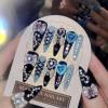 image:imageBABALAL Press On Nails Long Stiletto Fake Nails Black Gothic With Silver Chain amp Pink Bow Y2k Full Cover Glue On Nails For Women And Girls 24Pcs XL Custom ReusableBNV10101