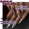 image:imageBABALAL Press On Nails Long Stiletto Fake Nails Black Gothic With Silver Chain amp Pink Bow Y2k Full Cover Glue On Nails For Women And Girls 24Pcs XL Custom ReusableBNV111
