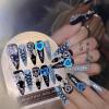 image:imageBABALAL Press On Nails Long Stiletto Fake Nails Black Gothic With Silver Chain amp Pink Bow Y2k Full Cover Glue On Nails For Women And Girls 24Pcs XL Custom ReusableBNV10101