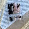 image:imageBABALAL Press On Nails Long Stiletto Fake Nails Black Gothic With Silver Chain amp Pink Bow Y2k Full Cover Glue On Nails For Women And Girls 24Pcs XL Custom ReusableBNV103