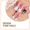 image:imageBABALAL Press On Nails Long Stiletto Fake Nails Black Gothic With Silver Chain amp Pink Bow Y2k Full Cover Glue On Nails For Women And Girls 24Pcs XL Custom ReusableBNV107