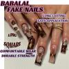 image:imageBABALAL Press On Nails Long Stiletto Fake Nails Black Gothic With Silver Chain amp Pink Bow Y2k Full Cover Glue On Nails For Women And Girls 24Pcs XL Custom ReusableBNV101tortoise