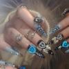 image:imageBABALAL Press On Nails Long Stiletto Fake Nails Black Gothic With Silver Chain amp Pink Bow Y2k Full Cover Glue On Nails For Women And Girls 24Pcs XL Custom ReusableBNV10101