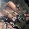 image:imageBABALAL Press On Nails Long Stiletto Fake Nails Black Gothic With Silver Chain amp Pink Bow Y2k Full Cover Glue On Nails For Women And Girls 24Pcs XL Custom ReusableBNV10102
