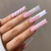 image:imageBABALAL Press On Nails Long Stiletto Fake Nails Black Gothic With Silver Chain amp Pink Bow Y2k Full Cover Glue On Nails For Women And Girls 24Pcs XL Custom ReusableBNV102snowflake