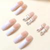 image:imageBABALAL Press On Nails Long Stiletto Fake Nails Black Gothic With Silver Chain amp Pink Bow Y2k Full Cover Glue On Nails For Women And Girls 24Pcs XL Custom ReusableBNV105wg