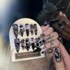image:imageBABALAL Press On Nails Long Stiletto Fake Nails Black Gothic With Silver Chain amp Pink Bow Y2k Full Cover Glue On Nails For Women And Girls 24Pcs XL Custom ReusableBNV10102