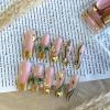 image:imageBABALAL Press On Nails Long Stiletto Fake Nails Black Gothic With Silver Chain amp Pink Bow Y2k Full Cover Glue On Nails For Women And Girls 24Pcs XL Custom ReusableBNV104
