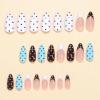 image:imageBABALAL Press On Nails Medium Almond Fake Nails Baby Blue Black Polka Dot Ombre Glossy Y2K Cute Glue On Nails for Women and Girls 24Pcs