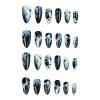 image:imageBABALAL Press On Nails Medium Almond Fake Nails Baby Blue Solid Color Glossy Simple Aesthetic Glue On Nails for Women and Girls 24PcsBFNZ005