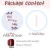 image:imageBABALAL Press On Nails Medium Almond Fake Nails Baby Blue Solid Color Glossy Simple Aesthetic Glue On Nails for Women and Girls 24PcsBFNZ007