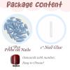 image:imageBABALAL Press On Nails Medium Almond Fake Nails Baby Blue Solid Color Glossy Simple Aesthetic Glue On Nails for Women and Girls 24PcsBFNZ00901