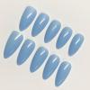 image:imageBABALAL Press On Nails Medium Almond Fake Nails Baby Blue Solid Color Glossy Simple Aesthetic Glue On Nails for Women and Girls 24PcsBFNZ00901