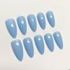 image:imageBABALAL Press On Nails Medium Almond Fake Nails Baby Blue Solid Color Glossy Simple Aesthetic Glue On Nails for Women and Girls 24PcsBFNZ00901