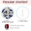image:imageBABALAL Press On Nails Medium Almond Fake Nails Baby Blue Solid Color Glossy Simple Aesthetic Glue On Nails for Women and Girls 24PcsBFNZ012
