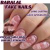 image:imageBABALAL Press On Nails Medium Almond Fake Nails Baby Blue Solid Color Glossy Simple Aesthetic Glue On Nails for Women and Girls 24PcsBFNZ016