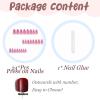 image:imageBABALAL Press On Nails Medium Almond Fake Nails Baby Blue Solid Color Glossy Simple Aesthetic Glue On Nails for Women and Girls 24PcsBFNZ017