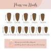 image:imageBABALAL Press On Nails Medium Almond Fake Nails Baby Blue Solid Color Glossy Simple Aesthetic Glue On Nails for Women and Girls 24PcsBFNZ023