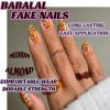 image:imageBABALAL Press On Nails Medium Almond Fake Nails Baby Blue Solid Color Glossy Simple Aesthetic Glue On Nails for Women and Girls 24PcsBFNZ024