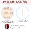 image:imageBABALAL Press On Nails Medium Almond Fake Nails Baby Blue Solid Color Glossy Simple Aesthetic Glue On Nails for Women and Girls 24PcsBFNZ025