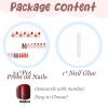 image:imageBABALAL Press On Nails Medium Almond Fake Nails Baby Blue Solid Color Glossy Simple Aesthetic Glue On Nails for Women and Girls 24PcsBFNZ030