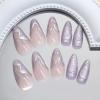 image:imageBABALAL Press On Nails Medium Almond Fake Nails Black Lace Bow with Pearl Charm Glossy Gothic Bridal Y2k Glue On Nails for Women and Girls 24Pcs ReusableBNE204