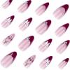 image:imageBABALAL Press On Nails Medium Almond Fake Nails Black Lace Bow with Pearl Charm Glossy Gothic Bridal Y2k Glue On Nails for Women and Girls 24Pcs ReusableBNE221