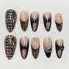 image:imageBABALAL Press On Nails Medium Almond Fake Nails Black Lace Bow with Pearl Charm Glossy Gothic Bridal Y2k Glue On Nails for Women and Girls 24Pcs ReusableBNE20001