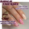 image:imageBABALAL Press On Nails Medium Almond Fake Nails Black Lace Bow with Pearl Charm Glossy Gothic Bridal Y2k Glue On Nails for Women and Girls 24Pcs ReusableBNE211