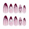 image:imageBABALAL Press On Nails Medium Almond Fake Nails Black Lace Bow with Pearl Charm Glossy Gothic Bridal Y2k Glue On Nails for Women and Girls 24Pcs ReusableBNE221