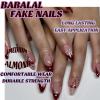 image:imageBABALAL Press On Nails Medium Almond Fake Nails Black Lace Bow with Pearl Charm Glossy Gothic Bridal Y2k Glue On Nails for Women and Girls 24Pcs ReusableBNE221