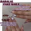 image:imageBABALAL Press On Nails Medium Almond Fake Nails Black Lace Bow with Pearl Charm Glossy Gothic Bridal Y2k Glue On Nails for Women and Girls 24Pcs ReusableBNE204