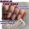 image:imageBABALAL Press On Nails Medium Almond Fake Nails Black Lace Bow with Pearl Charm Glossy Gothic Bridal Y2k Glue On Nails for Women and Girls 24Pcs ReusableBNE205