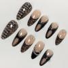 image:imageBABALAL Press On Nails Medium Almond Fake Nails Black Lace Bow with Pearl Charm Glossy Gothic Bridal Y2k Glue On Nails for Women and Girls 24Pcs ReusableBNE20001